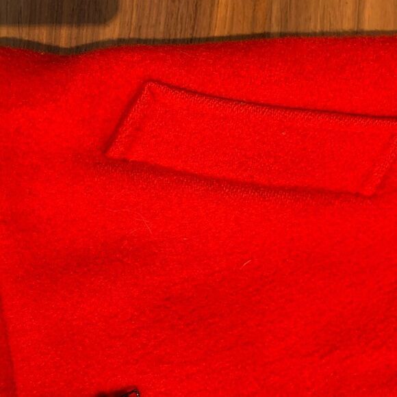 Hudsons Bay vintage red wool, silver fox trimmed hooded jacket, womens medium - Picture 8 of 16